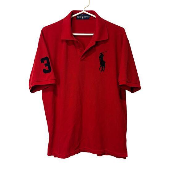 Vtg Ralph‎ Lauren Mens Red Polo Shirt Big Large Pony Embroidered Size XL Preppy - Picture 1 of 6
